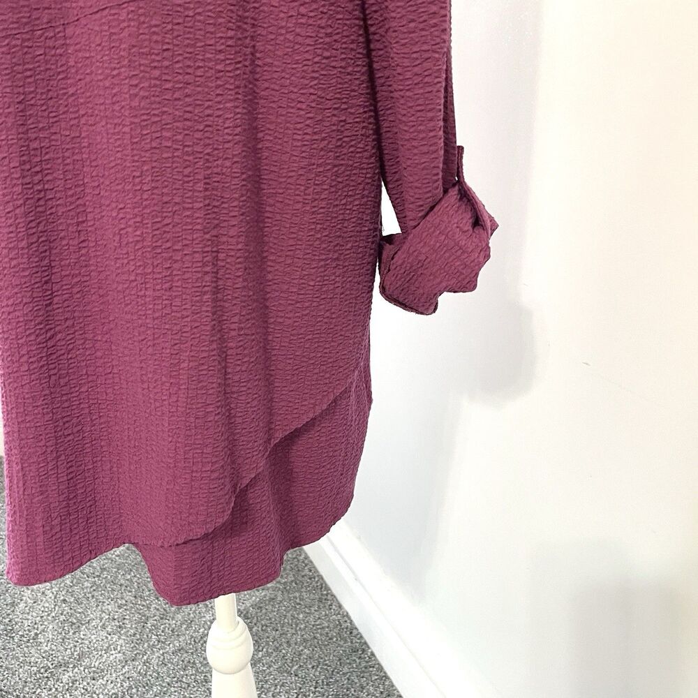 Soft Surroundings Marianna Tunic Top Sz Large Textured Stretch Button Front Plum - Picture 5 of 12